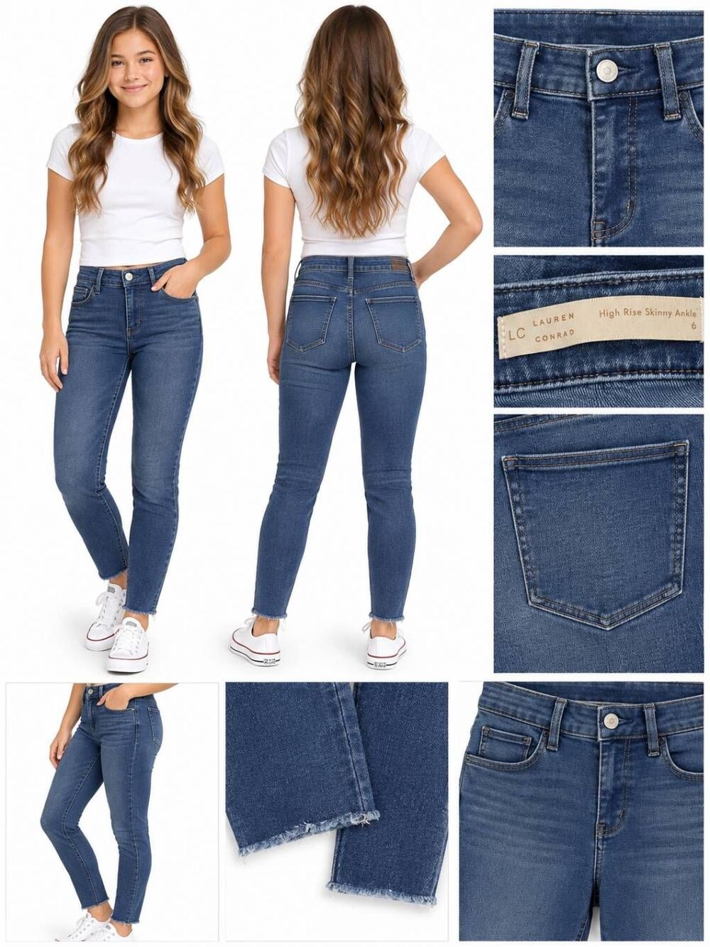 LC Lauren Conrad High Rise Skinny Ankle Jeans 6